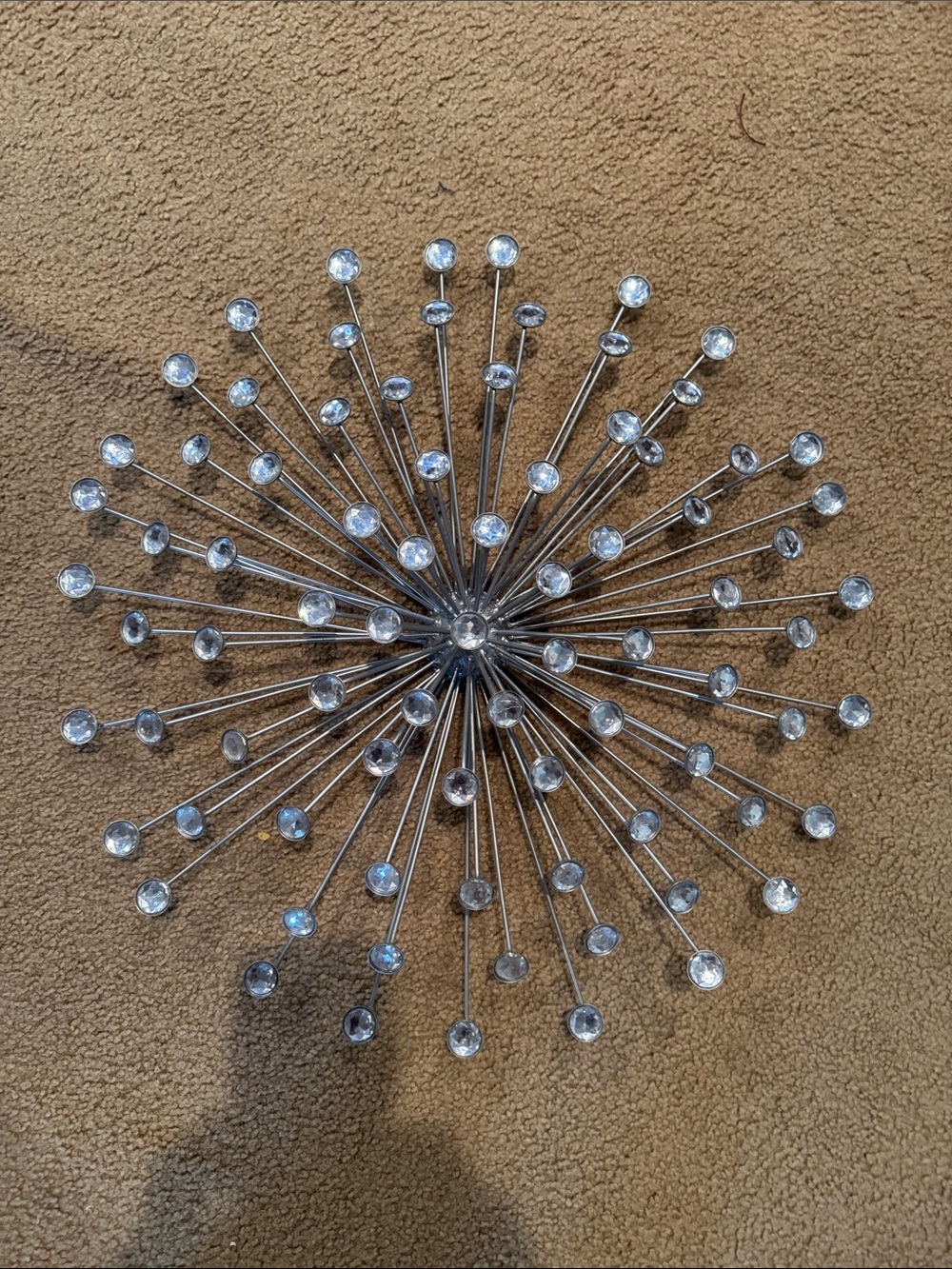Silver Burst Wall Sculpture with Crystal Accents